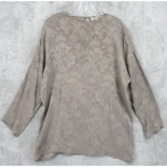 Luciano SopraniBlouse Womens 8 Floral Silk Tunic Italy Button Romantic Brown